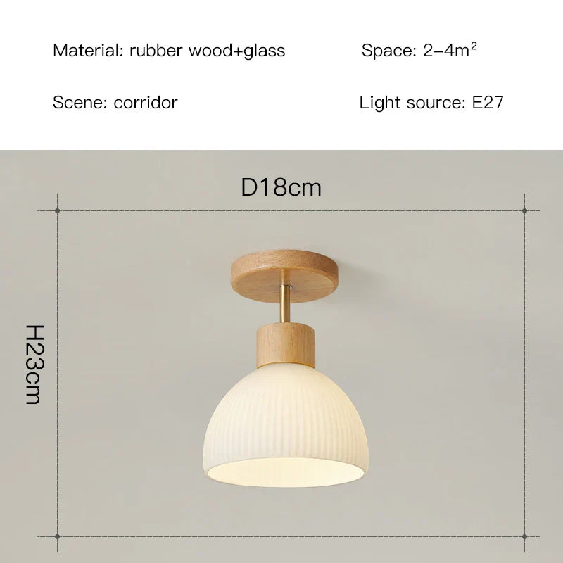 DecorBites™ Coco Wood Glass LED Ceiling Chandelier for Aisle Corridor Balcony - Nordic Design
