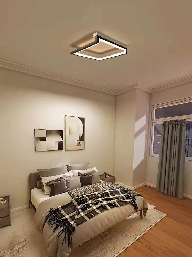 DecorBites™ Black Square LED Smart Chandelier for Minimalistic Home Decor