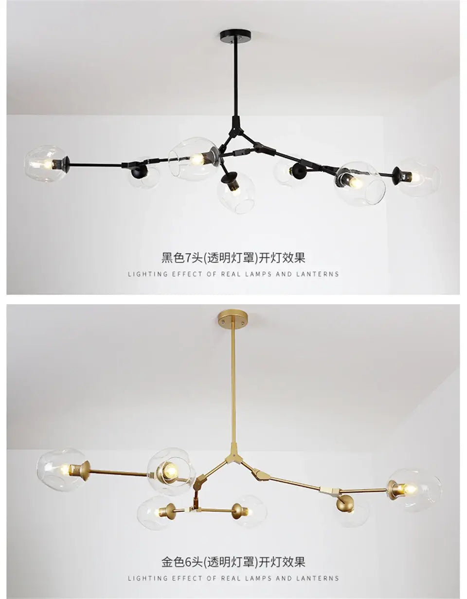 Modern Nordic Glass Chandeliers with LED