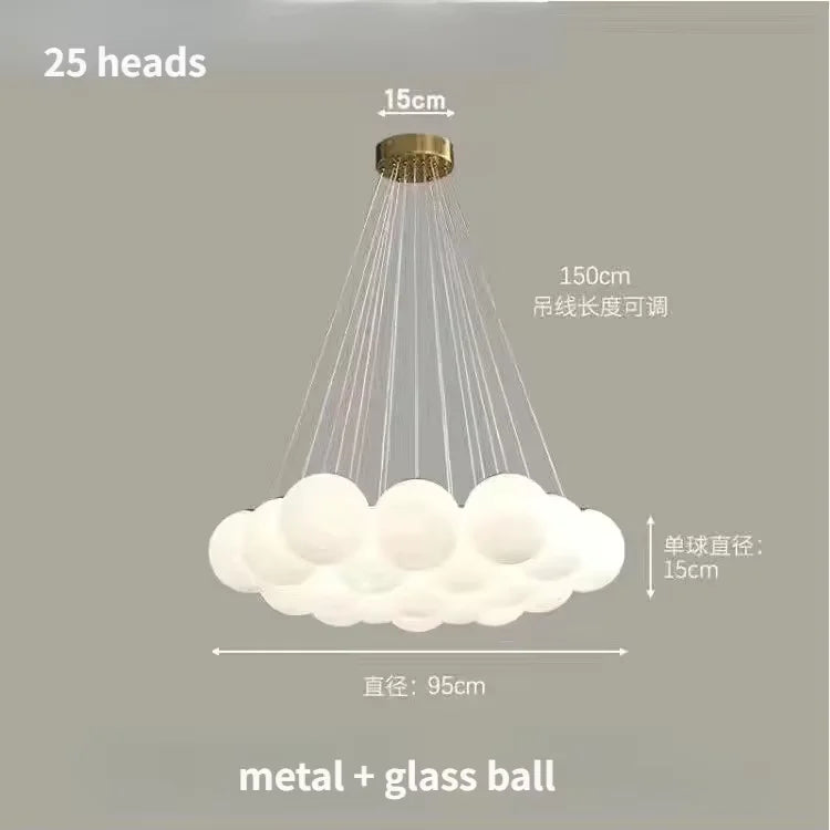Nordic White Glass Globe Cluster Pendant Light
