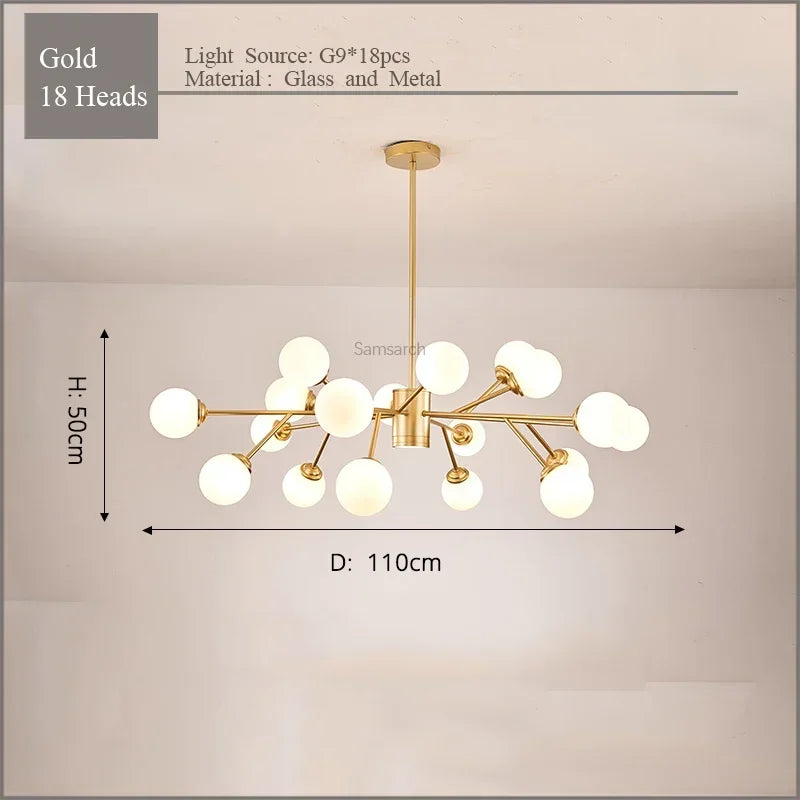 DecorBites™ Gold Black LED Ceiling Chandelier for Living Room Bedroom Lighting Fixtures