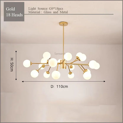 DecorBites™ Gold Black LED Ceiling Chandelier for Living Room Bedroom Lighting Fixtures