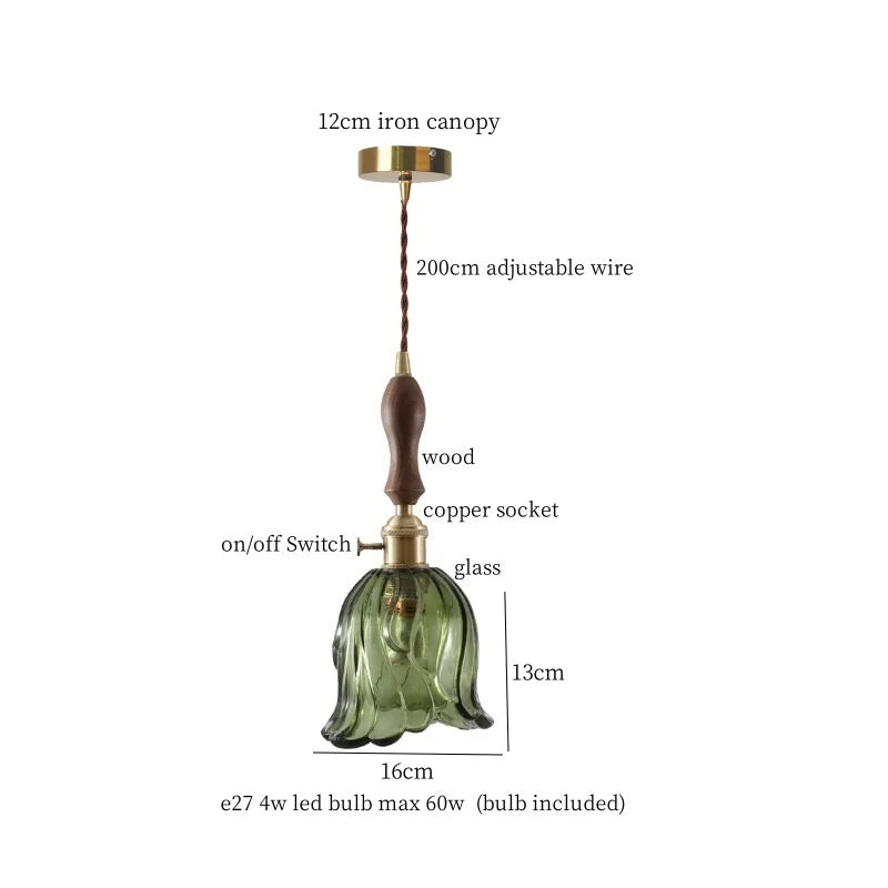 DecorBites™ Green Glass LED Pendant Lights - Nordic Minimalist Style for Bedroom, Living Room