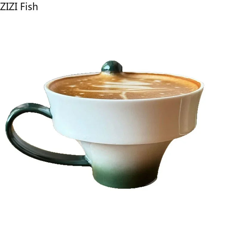 Decorbites™ Gradient Keramik-Tasse- und Untertassensatz – Buntes Tee- und Kaffeegeschirr für den Esstisch