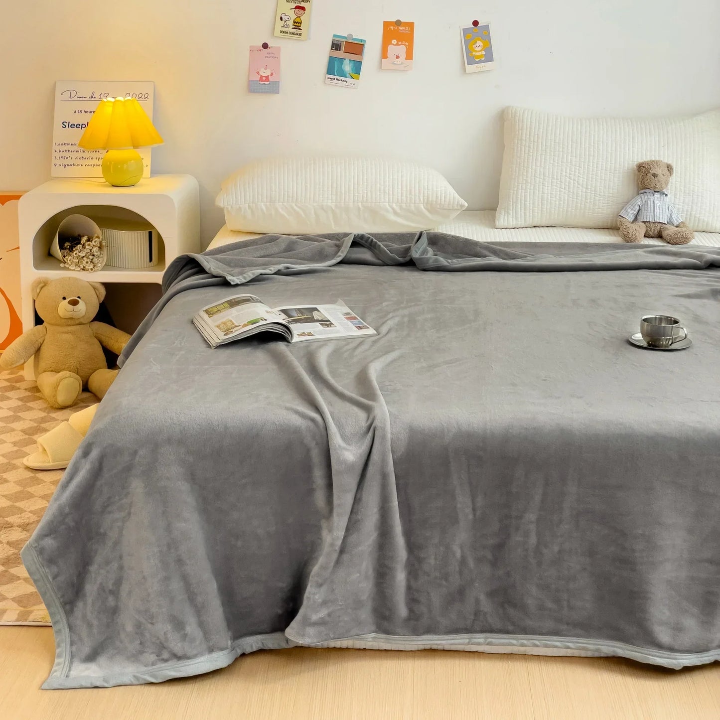 DecorBites™ Cartoon Milk Velvet Blanket: Soft Coral Fleece Summer Sofa Cover & Queen Blanket