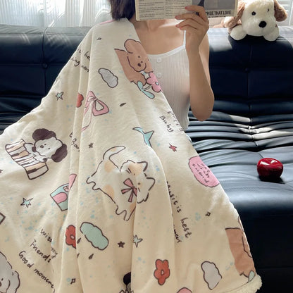 DecorBites™ Lamb Nap Cartoon Coral Velvet Blanket: Super Soft, Thick, and Cute for Winter