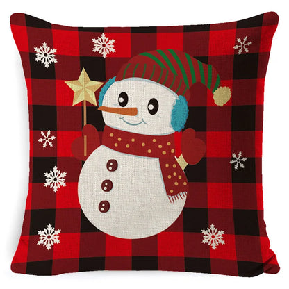 DecorBites™ Christmas Deer Linen Pillow Cover 45x45cm for Home Sofa Decor