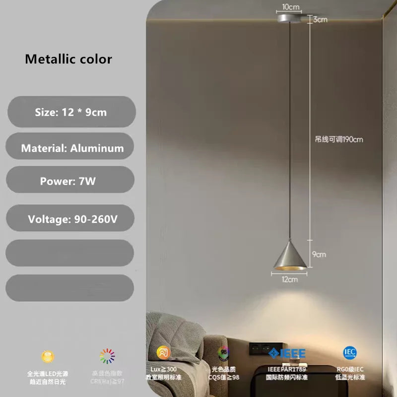 Minimalist Black Conical Aluminum Pendant Light