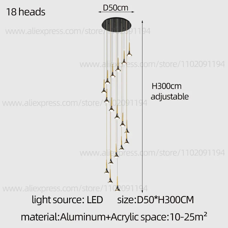 Lámpara de araña contemporánea DecorBites™ con diseño de cuerno: Iluminación colgante de techo para restaurantes y salas de estar