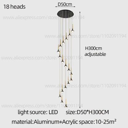 Lámpara de araña contemporánea DecorBites™ con diseño de cuerno: Iluminación colgante de techo para restaurantes y salas de estar