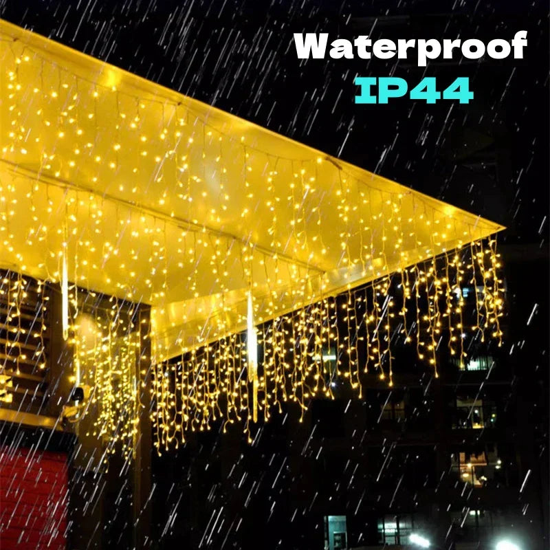 DecorBites™ Icicle LED String Lights: Festive Outdoor Christmas Decoration for Party, Patio, Garden