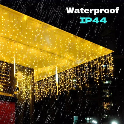 DecorBites™ Icicle LED String Lights: Festive Outdoor Christmas Decoration for Party, Patio, Garden