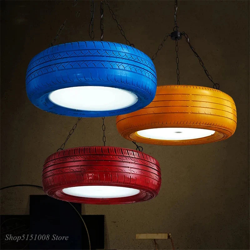 DecorBites™ Industrial Rubber Tire Pendant Light for Bar and Kitchen Décor