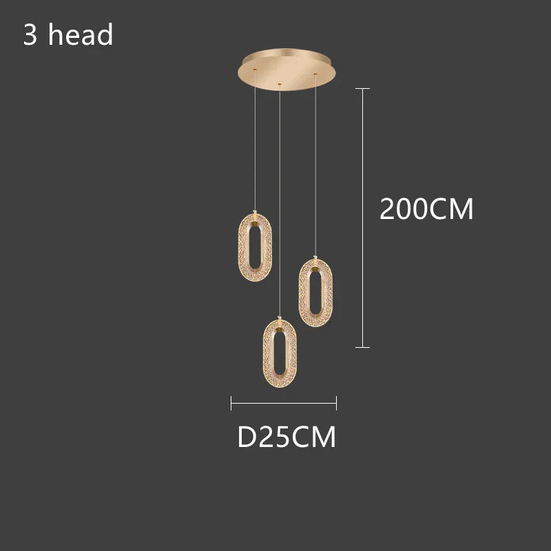 Decorbites™ Lámpara colgante LED de araña de acrílico dorado para decoración moderna de escaleras, dormitorios y salas de estar