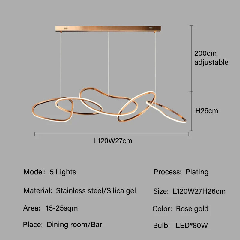 DecorBites™ LED Ring Chandelier for Living Dining Room - Postmodern Luxury Minimalist Art Lighting