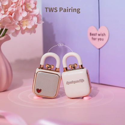Altavoz Bluetooth DecorBites™ LoveLock Mini - Rosa, Diseño Retro, 5W