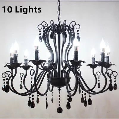 ثريا DecorBites™ المعدنية باللونين الأسود والأبيض مع قلادات كريستالية لإضاءة منزلية أنيقة