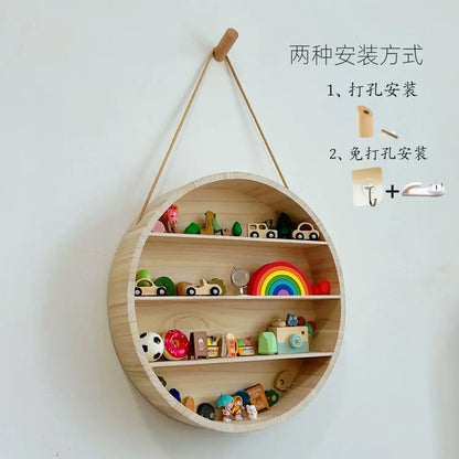 DecorBites™ Circular Wooden Frame Toy Storage Rack & Wall Decoration