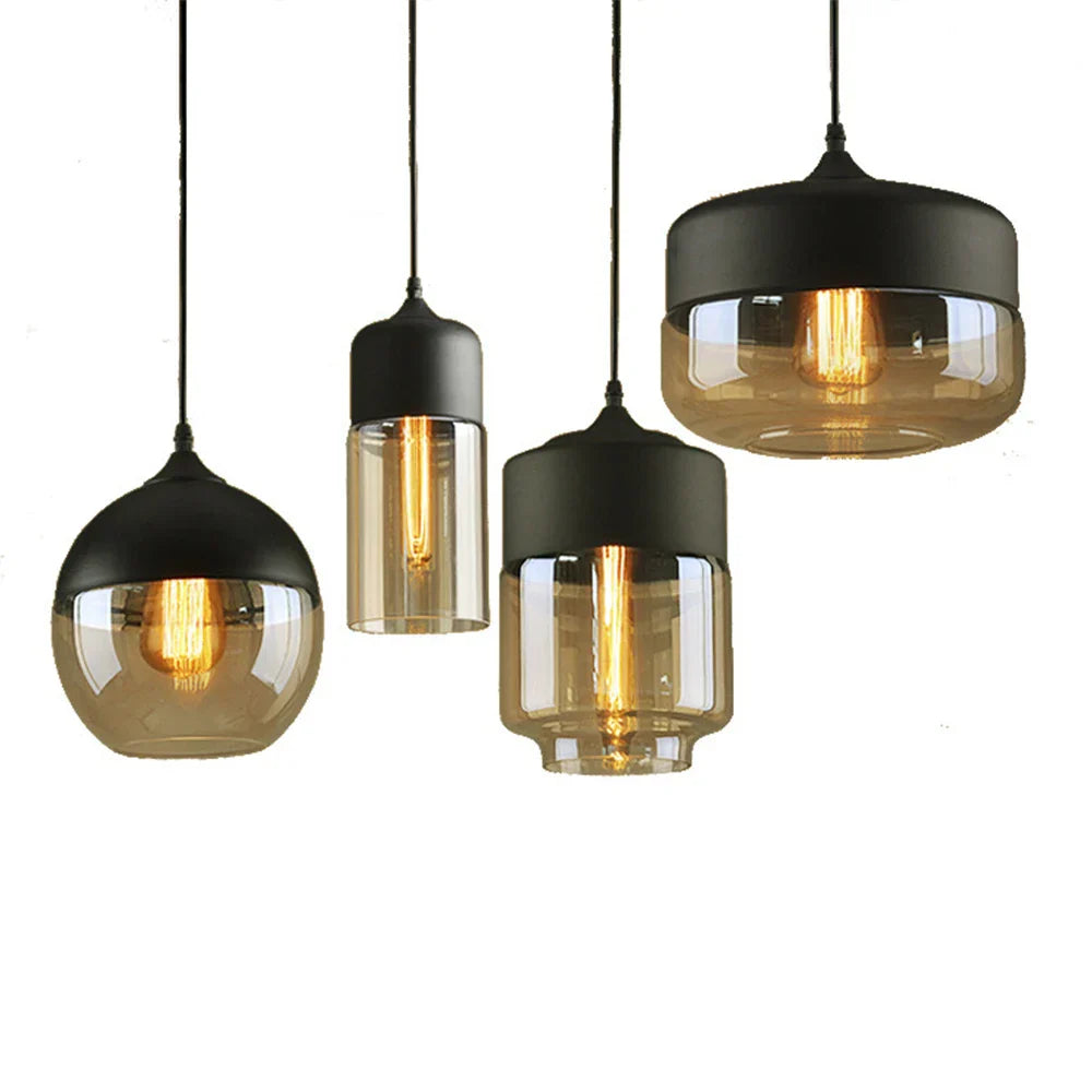 DecorBites™ Glass Shade Pendant Light, Industrial Kitchen Restaurant Decor Lighting