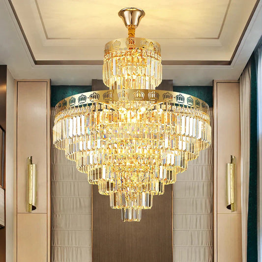 DecorBites™ Crystal Duplex Chandelier for Luxury Hollow Living Room Décor