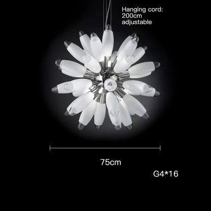 Lámpara de araña grande con pantalla de cristal y bombillas LED DecorBites™ - Herrajes cromados o dorados