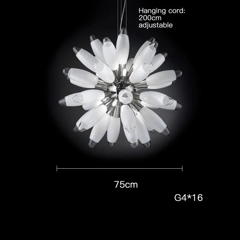 Glass Globe LED Chandelier 110cm Gold Hardware