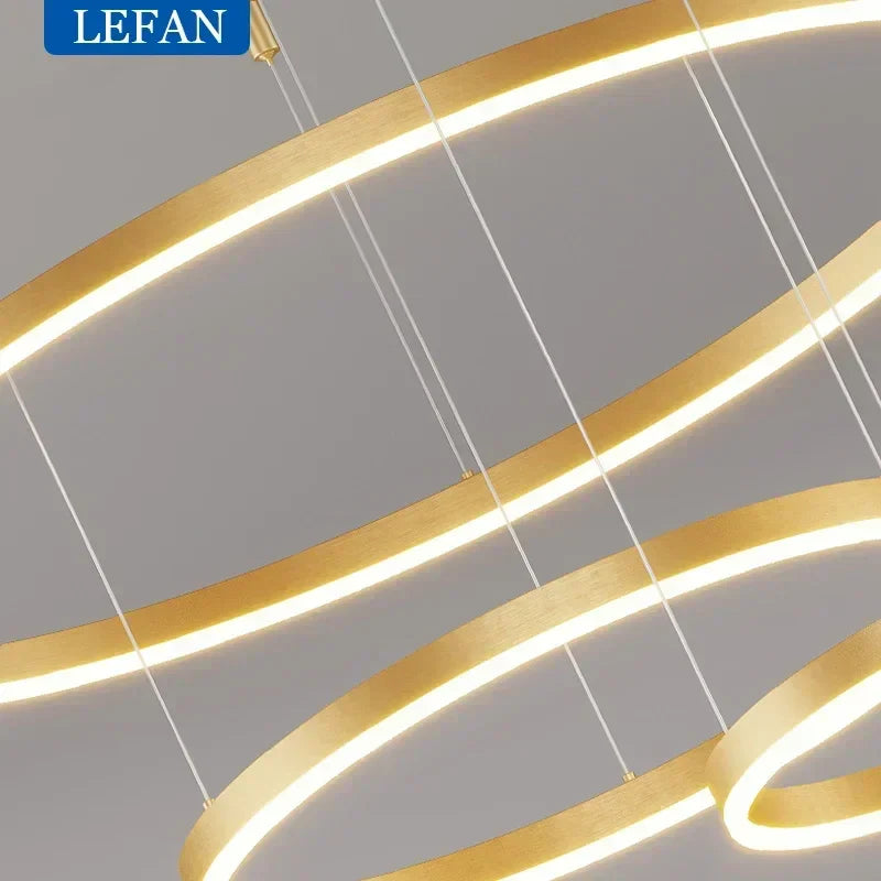 DecorBites™ Brushed Rings LED Chandelier: Modern Home Lighting for Living Room & Bedroom