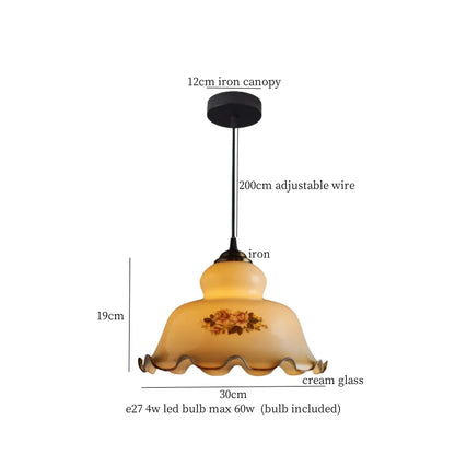 DecorBites™ Glass LED Pendant Flower Lampshade for Bedroom & Living Room Decor