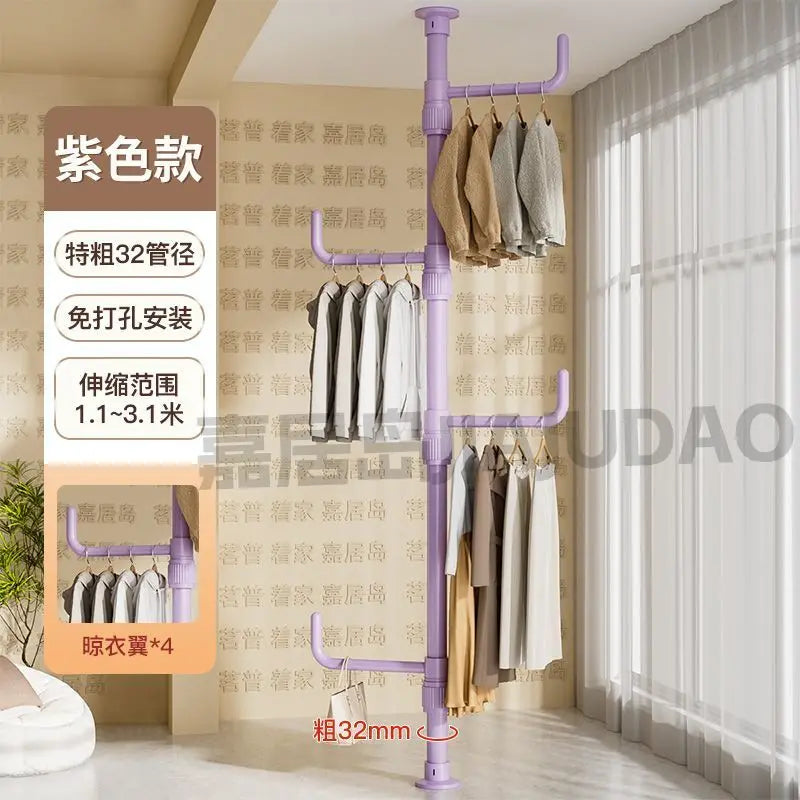 DecorBites™ Clothing Storage Hanging Rail Coat Rack for Bedroom and Living Room