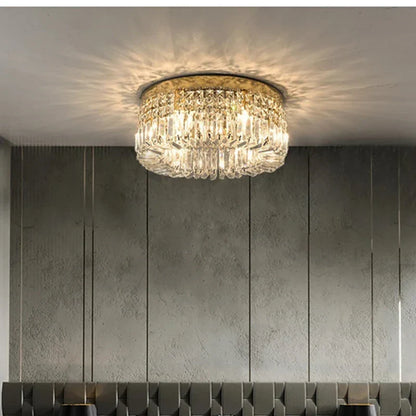 DecorBites™ Golden LED Crystal Round Ceiling Lamp