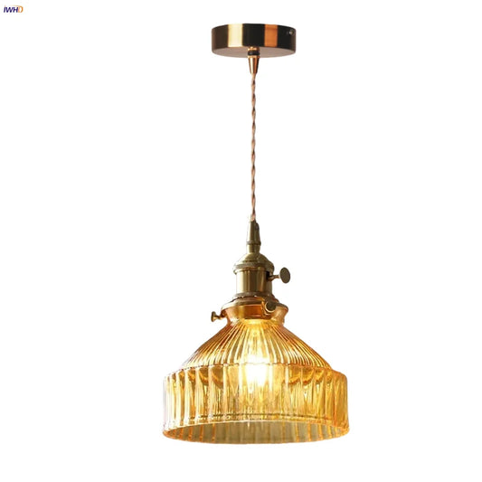 DecorBites™ Amber Glass LED Pendant Light Fixture Modern Home Lighting Plafond Lamp