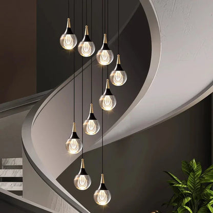 DecorBites™ Crystal Chandelier Stair Pendant Lamp Living Room Interior Lighting