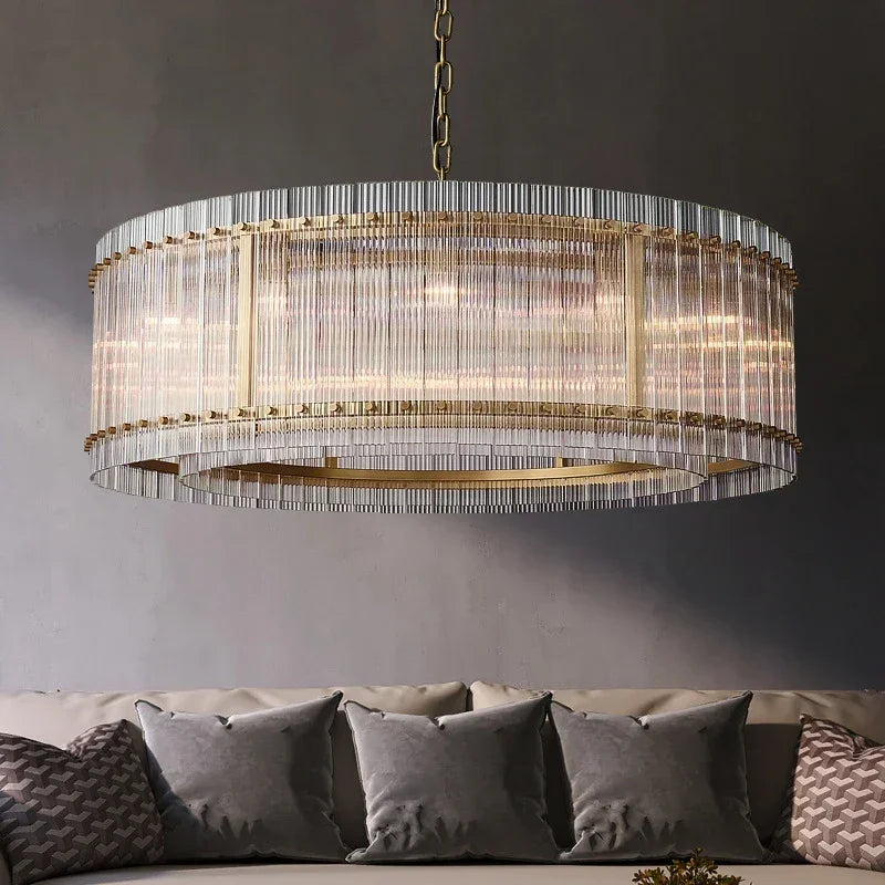 DecorBites™ Gold Double Layer Ring Crystal Pendant Light for Bedroom Dining Living Room