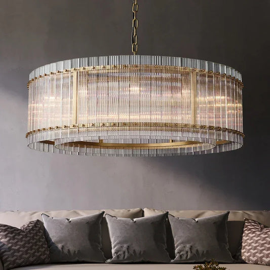 DecorBites™ Gold Double Layer Ring Crystal Pendant Light for Bedroom Dining Living Room