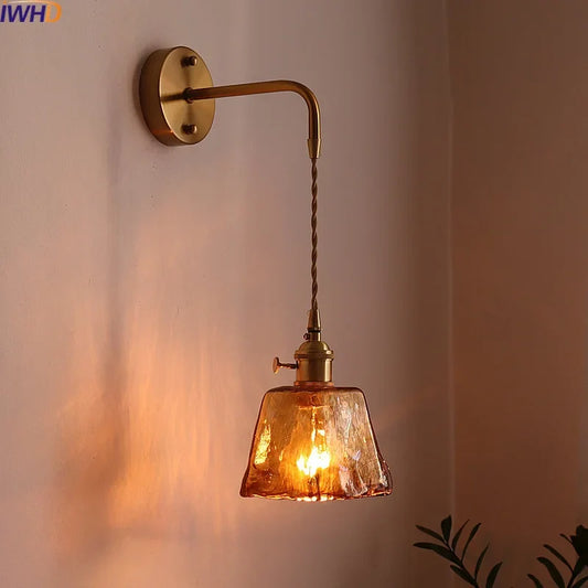 DecorBites™ Glass Copper LED Wall Sconce Vintage Style for Bedroom Dining Room Mirror Lighting