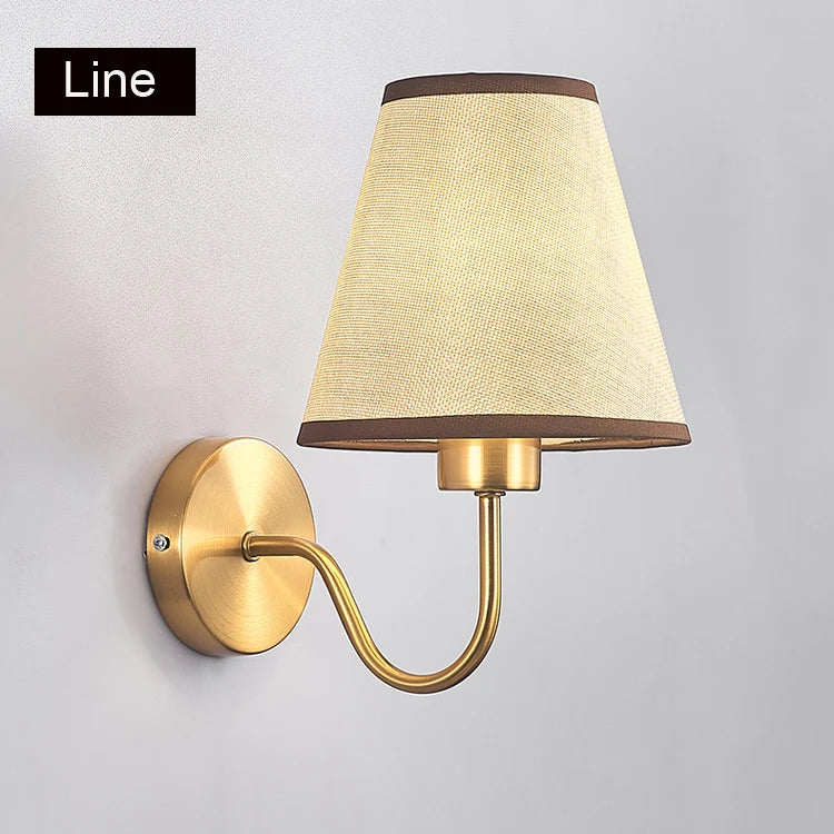 Gold Fabric Wall Lamp Vintage-Inspired Linen