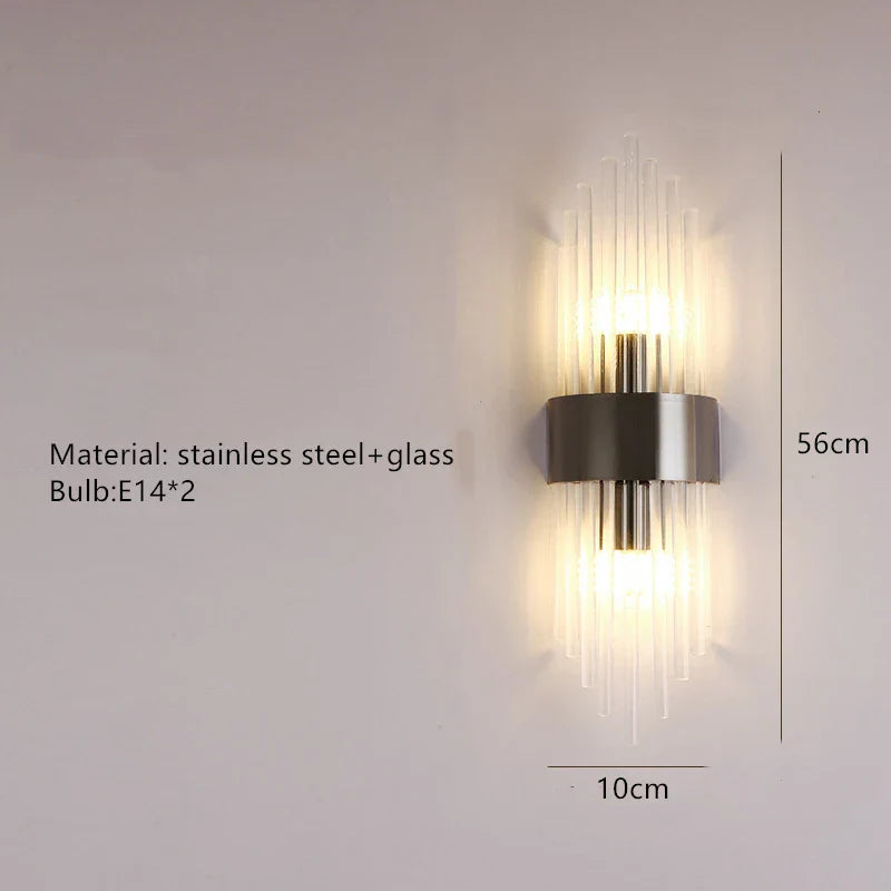 DecorBites™ Clear Crystal LED Wall Lamp Stainless Steel Sconces for Bedroom Dining Room