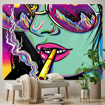 Decobites Psychedelic Graffiti Tapestry: Hippie Room Decor Wall Hanging.