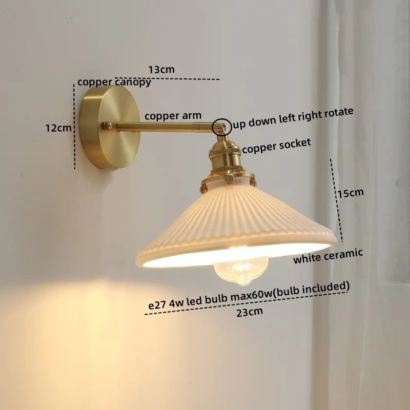 DecorBites™ Ceramic LED Wall Light with Pull Chain Switch for Bedroom Bathroom Living Room
