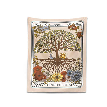 Decobites Tree of Life Tarot Tapestry Wall Hanging for Mystical Forest Vibes