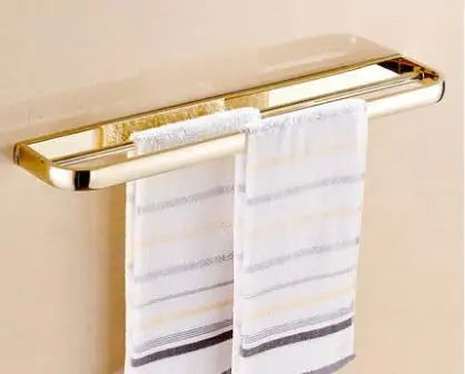 DecorBites™ Gold Brass Bathroom Hardware Set: Paper Holder, Towel Bar, Soap Basket, Towel Rack