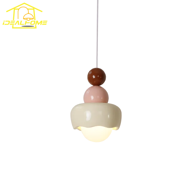 Lámpara colgante DecorBites™ Cream Wind de resina y vidrio: Lámpara LED moderna E27 para dormitorio, bar o habitación infantil.