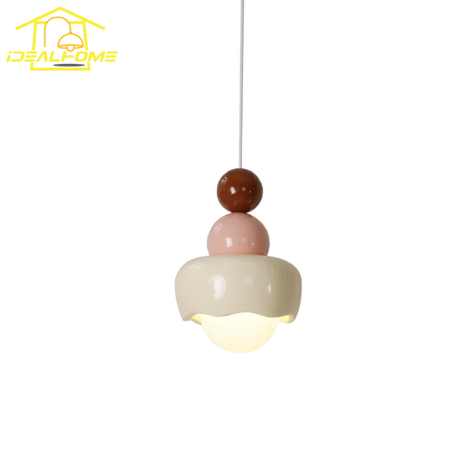 Lámpara colgante DecorBites™ Cream Wind de resina y vidrio: Lámpara LED moderna E27 para dormitorio, bar o habitación infantil.