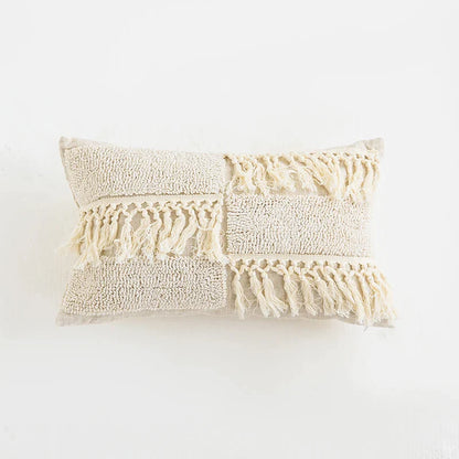 Funda de cojín DecorBites™ estilo boho con borlas y mechones para decoración del hogar, sala de estar o sofá.