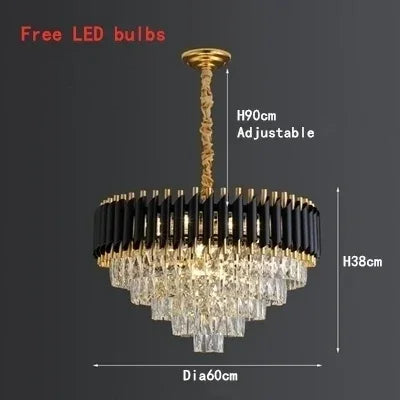 DecorBites™ Black Crystal Chandelier: Modern Luxury LED Lighting for Living Room, Bedroom