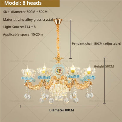 DecorBites™ Crystal Chandelier: Chinese Ceramic Living Room Luxe Lighting