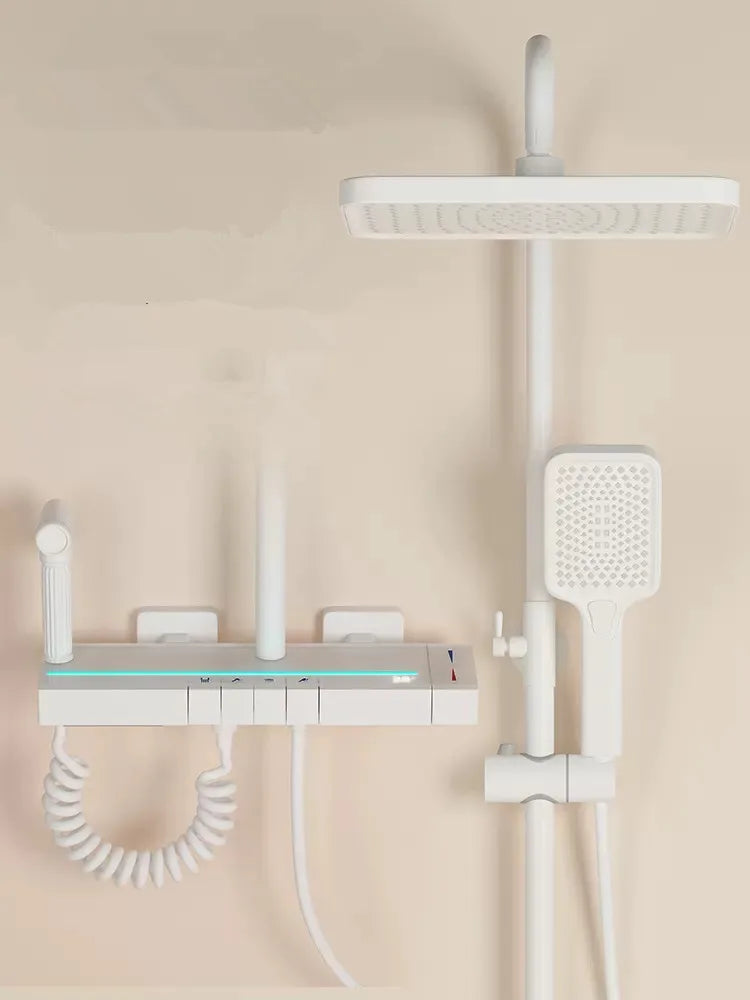 DecorBites™ Brass Shower Faucet Set with Intelligent Atmosphere Light and Pressurized System