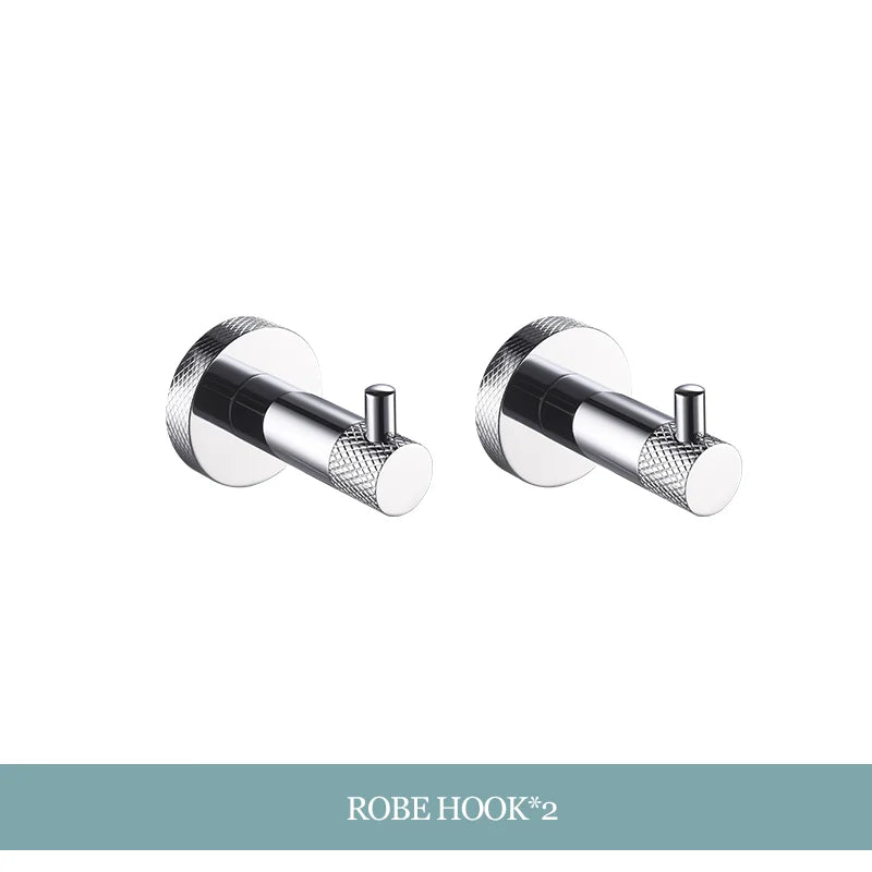 DecorBites™ Bathroom Essentials Set: Towel Bar, Toilet Paper Holder, Bathrobe Hook, Soap Dish, Toilet Brush