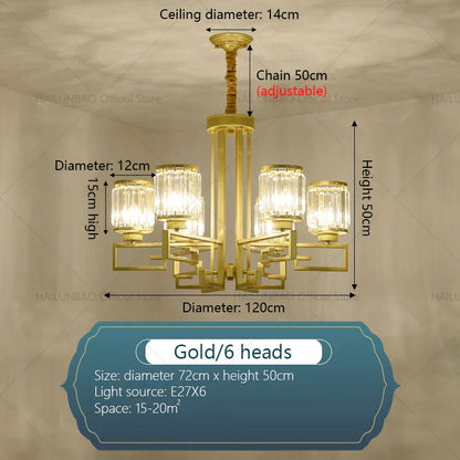 DecorBites™ Crystal Chandelier: Modern Luxury Main Light for Livingroom, Hall, and Restaurant