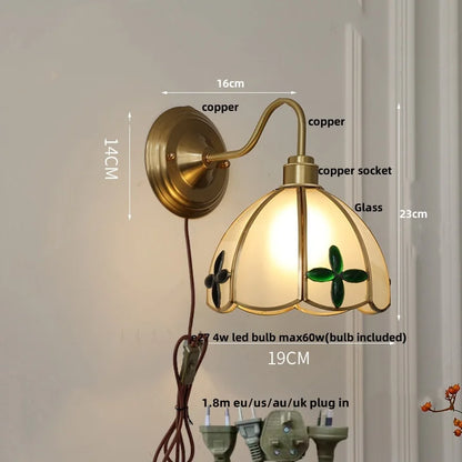 DecorBites™ Glass Brass Wall Sconce LED Light Fixture for Dining Living Room Bathroom Mirror